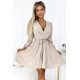 Елегантна рокля с дълъг ръкав в бежово 339-4