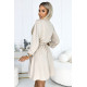 Елегантна рокля с дълъг ръкав в бежово 339-4