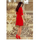 Червена рокля с разкроени ръкави 217-1