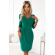 Дамска миди рокля в зелено 255-4