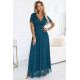 Дълга зелена рокля с брокат 635-1