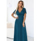 Дълга зелена рокля с брокат 635-1