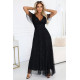 Дълга черна рокля с брокат 635-2