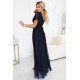 Дълга тъмносиня рокля 635-3