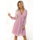 Плисирана рокля с дълъг ръкав в цвят пудра 313-16