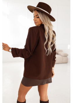 Класическо кафяво сако с набор на ръкавите 588-3