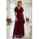 Дълга рокля с брокат в цвят бордо 635-5