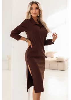 Елегантна кафява рокля 649-1