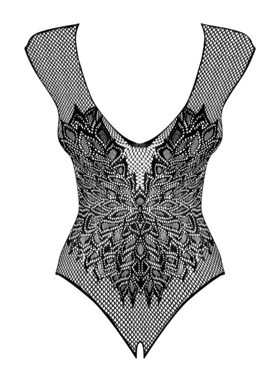 Черно мрежесто боди с отворено дъно B112