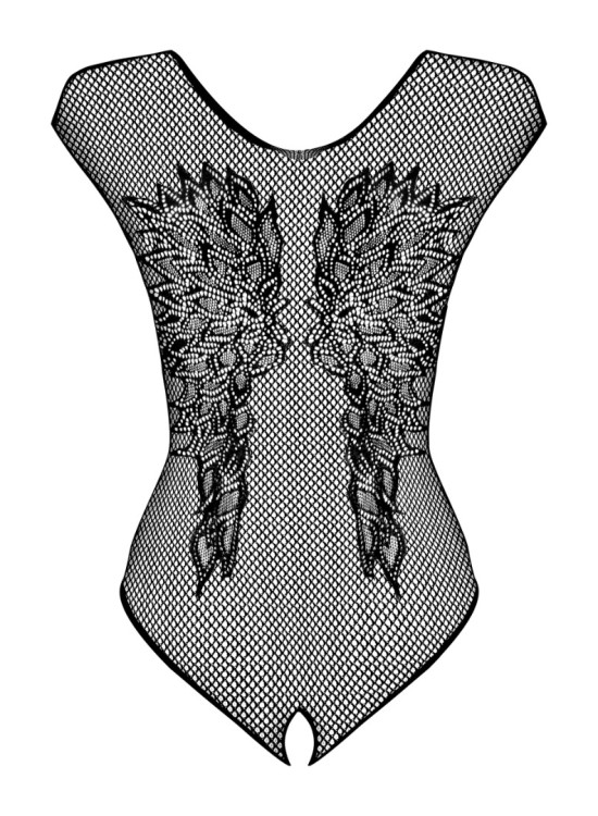 Черно мрежесто боди с отворено дъно B112