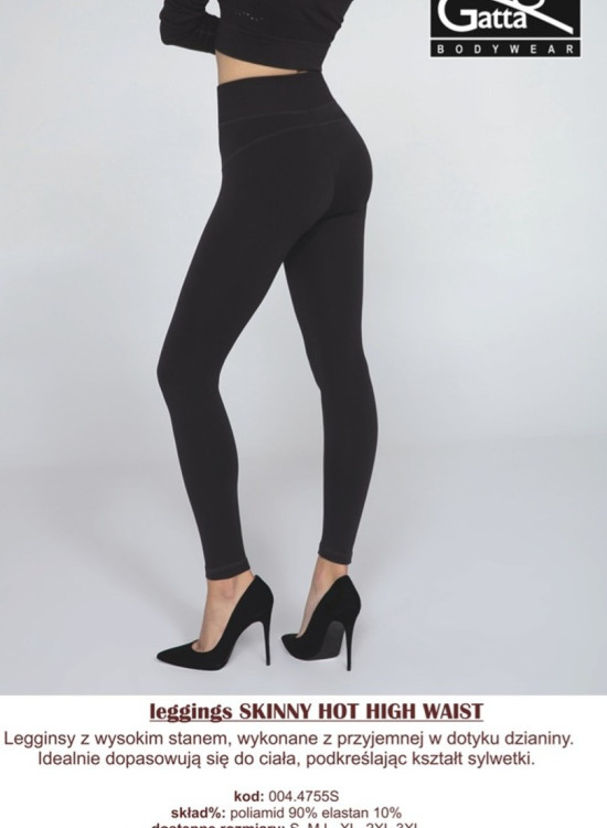 Дамски безшевен клин LEGGINGS SKINNY HOT HIGH WAIST-3XL BLACK