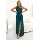 Официална дълга рокля в зелен цвят 600-2