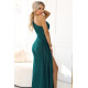 Официална дълга рокля в зелен цвят 600-2