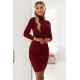 Рокля с поло яка в цвят бордо 652-1