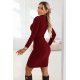 Рокля с поло яка в цвят бордо 652-1