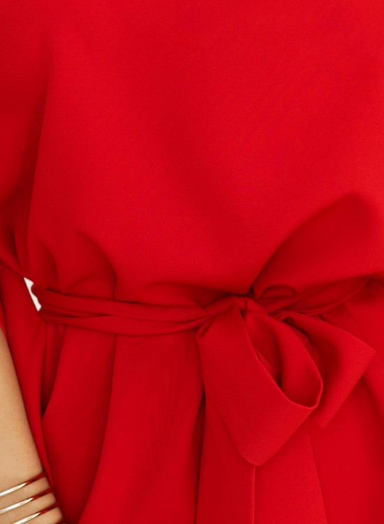 Широка рокля в ярко червен цвят 287-35