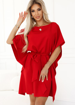 Широка рокля в ярко червен цвят 287-35