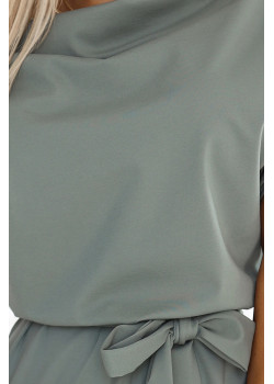 240-4 Асиметрична рокля в зелен цвят