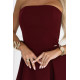 Елегантна рокля без презрамки в цвят бордо 641-1