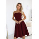 Елегантна рокля без презрамки в цвят бордо 641-1