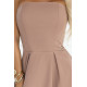Елегантна рокля без презрамки в бежов цвят 641-2