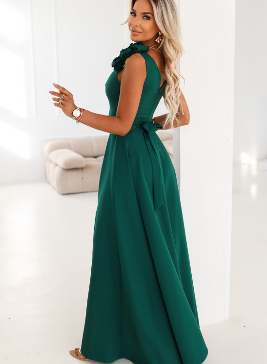 Елегантна дълга рокля в зелен цвят 643-1