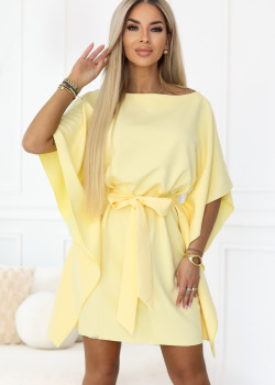 Широка рокля в жълт цвят, модел 287-41
