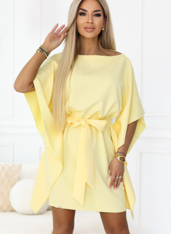 Широка рокля в жълт цвят, модел 287-41