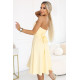 Елегантна рокля без презрамки в жълт цвят 641-3