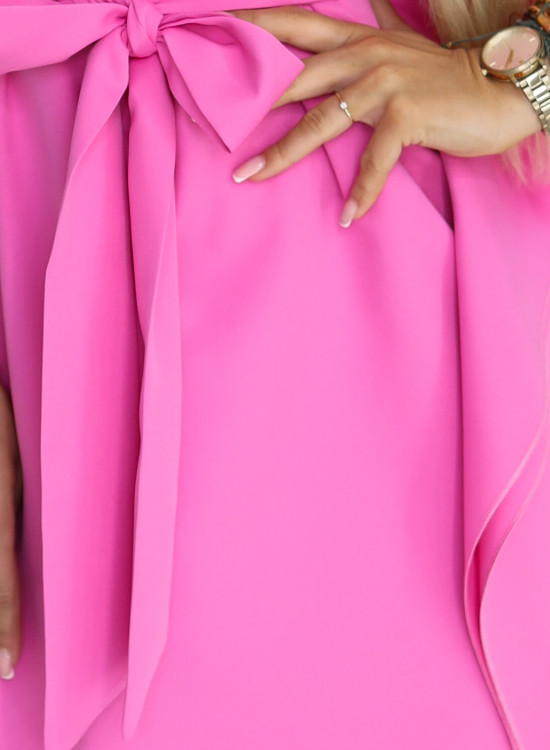 Широка рокля в розов цвят, модел 287-42