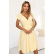 Разкроена миди рокля в жълт цвят, модел 348-13.