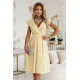 Разкроена миди рокля в жълт цвят, модел 348-13.