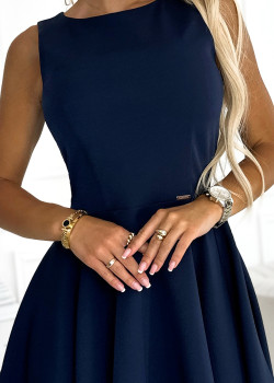 Официална асиметрична рокля в тъмносиньо 397-2