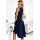 Официална асиметрична рокля в тъмносиньо 397-2