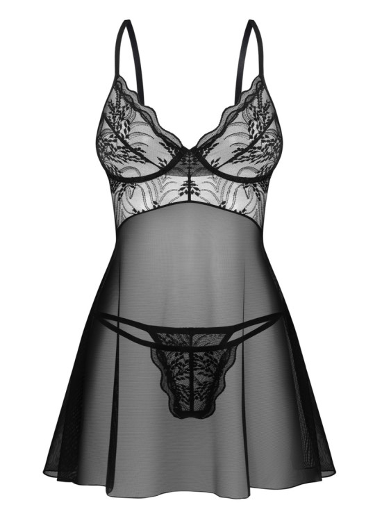 Черна секси нощница с прашки Perisia