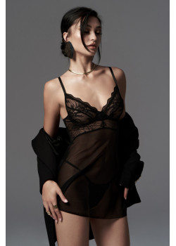 Черна секси нощница с прашки Perisia