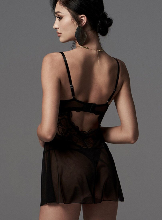 Черна секси нощница с прашки Perisia