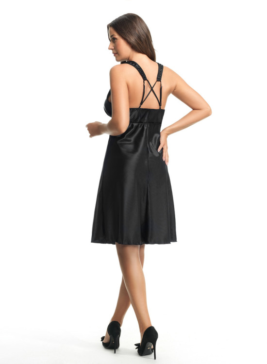 Сатенена нощница в черен цвят MONTANA K597-Нощници-LadyStyle.bg Сатенена нощница в черен цвят MONTANA K597-Нощници-LadyStyle.bg