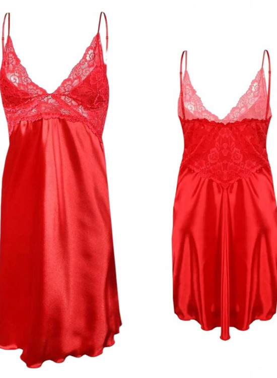 Сатенена нощница с тънки презрамки в червен цвят WIRYDIANA-Нощници-LadyStyle.bg Сатенена нощница с тънки презрамки в червен цвят WIRYDIANA-Нощници-LadyStyle.bg