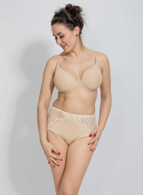 Бикини с висока талия и дантела в бежов цвят AGA-Бикини-LadyStyle.bg Бикини с висока талия и дантела в бежов цвят AGA-Бикини-LadyStyle.bg