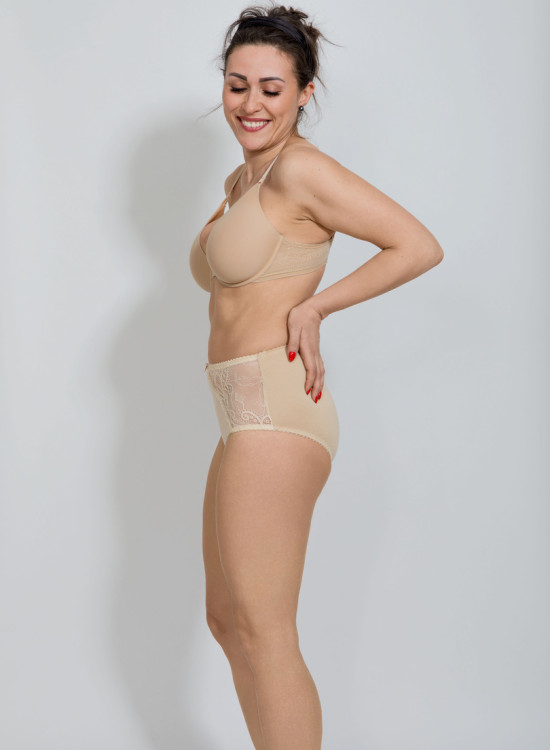 Бикини с висока талия и дантела в бежов цвят AGA-Бикини-LadyStyle.bg Бикини с висока талия и дантела в бежов цвят AGA-Бикини-LadyStyle.bg