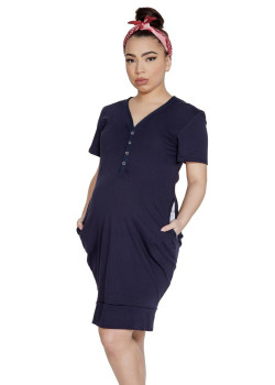 Нощница за бременни и кърмачки в тъмносин цвят MAMA DRESS