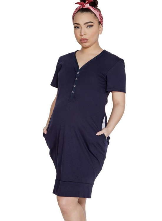 Нощница за бременни и кърмачки в тъмносин цвят MAMA DRESS-Нощници-LadyStyle.bg Нощница за бременни и кърмачки в тъмносин цвят MAMA DRESS-Нощници-LadyStyle.bg