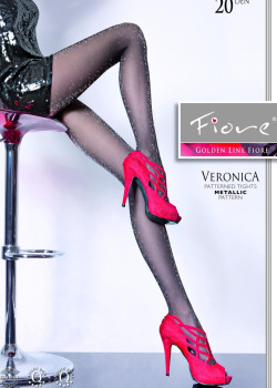 Чорапогащник с бляскав десен в черен цвят VERONICA 20 den