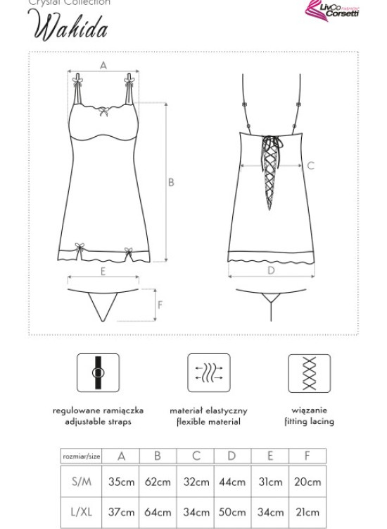 Секси нощница с прашки в бяло Wahida-Комплекти-LadyStyle.bg