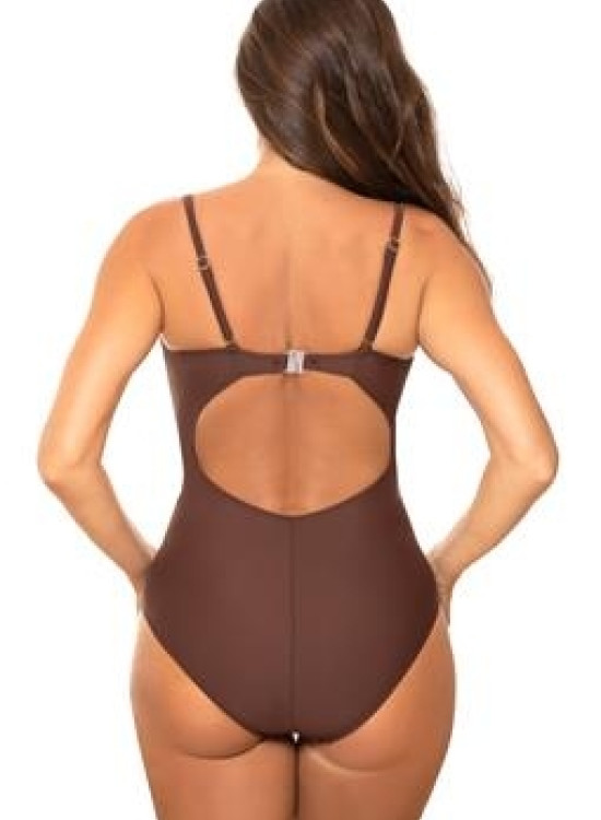 Цял бански в кафяв цвят Farada M-660-2-Цели бански-LadyStyle.bg Цял бански в кафяв цвят Farada M-660-2-Цели бански-LadyStyle.bg