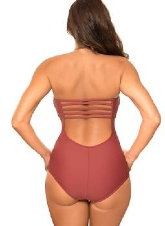 Цял бански в кафяв цвят Sansza M-655-4-Цели бански-LadyStyle.bg Цял бански в кафяв цвят Sansza M-655-4-Цели бански-LadyStyle.bg
