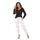 Дълга дамска пижама в бял и черен цвят FLAMINGO-Пижами-LadyStyle.bg Дълга дамска пижама в бял и черен цвят FLAMINGO-Пижами-LadyStyle.bg