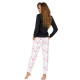 Дълга дамска пижама в бял и черен цвят FLAMINGO-Пижами-LadyStyle.bg Дълга дамска пижама в бял и черен цвят FLAMINGO-Пижами-LadyStyle.bg