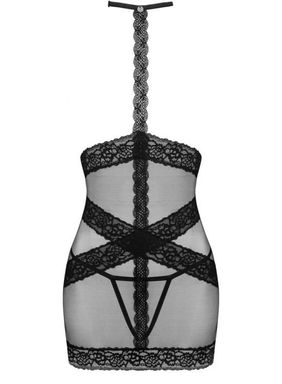 Секси нощница с прашки в черен цвят LACRISIA-Нощници-LadyStyle.bg